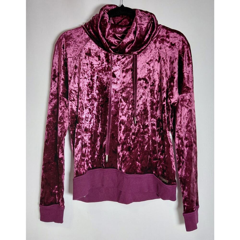 BETSEY JOHNSON PERFORMANCE Velvet Hoodie Solid Long Sleeve Women Size S